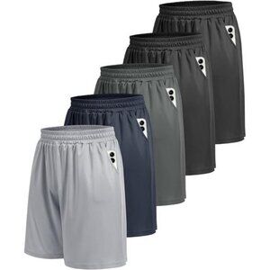 Mens Athletic Gym Shorts 5 Pack Quick Dry Running Basketball Shorts Pocket